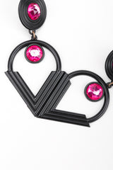 Recess Los Angeles Vintage Remy Dis Fuchsia Crystal Circle Point Drop Earrings