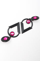 Recess Los Angeles Vintage Remy Dis Fuchsia Crystal Circle Point Drop Earrings