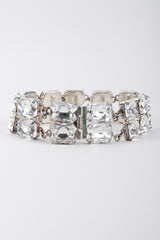 Vintage Rena Lange Beveled Crystal Choker Silver Collar Box Clasp