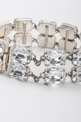 Vintage Rena Lange Beveled Crystal Choker Silver Collar Box Clasp