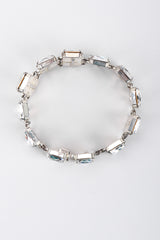 Vintage Rena Lange Beveled Crystal Choker Silver Collar Box Clasp