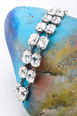 Vintage Rena Lange Beveled Crystal Choker Silver Collar Box Clasp