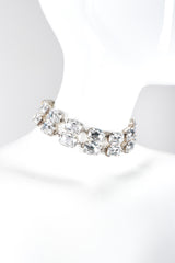 Vintage Rena Lange Beveled Crystal Choker Silver Collar Box Clasp