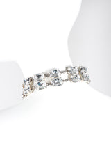 Vintage Rena Lange Beveled Crystal Choker Silver Collar Box Clasp