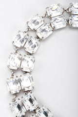 Vintage Rena Lange Beveled Crystal Choker Silver Collar Box Clasp