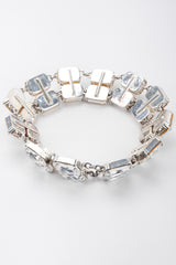 Vintage Rena Lange Beveled Crystal Choker Silver Collar Box Clasp