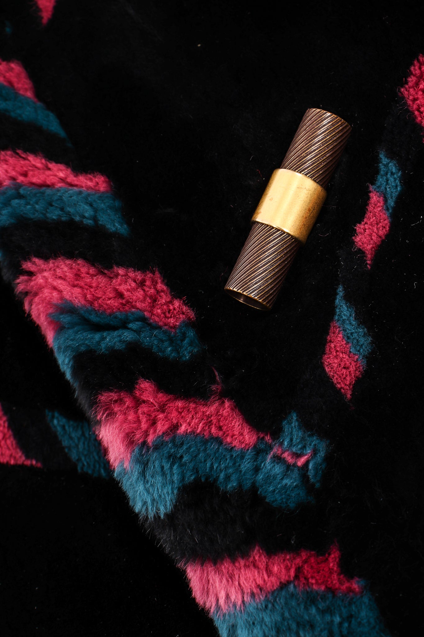 Vintage Revillon Chevron Stripe Toggle Fur Coat detail at Recess Los Angeles