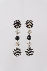Chevron Rhinestone Ball Drop Earrings