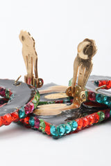 Recess Los Angeles Vintage Richard Kerr Tropical Crystal Triangle Point Wavy Hoop Earrings