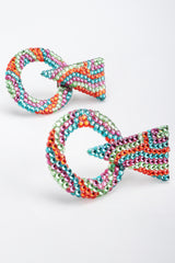 Recess Los Angeles Vintage Richard Kerr Tropical Crystal Triangle Point Wavy Hoop Earrings