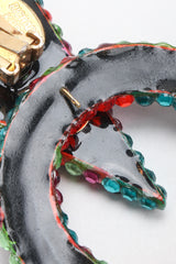 Recess Los Angeles Vintage Richard Kerr Tropical Crystal Triangle Point Wavy Hoop Earrings