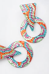 Recess Los Angeles Vintage Richard Kerr Tropical Crystal Triangle Point Wavy Hoop Earrings