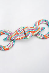 Recess Los Angeles Vintage Richard Kerr Tropical Crystal Triangle Point Wavy Hoop Earrings