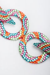 Recess Los Angeles Vintage Richard Kerr Tropical Crystal Triangle Point Wavy Hoop Earrings