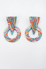 Recess Los Angeles Vintage Richard Kerr Tropical Crystal Triangle Point Wavy Hoop Earrings