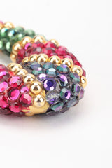 Recess Los Angeles Vintage Richard Kerr Crystal Oval Hoop Drop Clip On Earrings