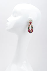 Recess Los Angeles Vintage Richard Kerr Crystal Oval Hoop Drop Clip On Earrings Jasmine Aladdin