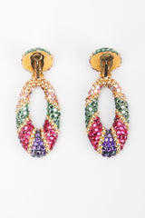 Recess Los Angeles Vintage Richard Kerr Crystal Oval Hoop Drop Clip On Earrings
