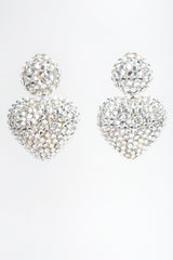 Recess Designer Consignment Vintage Richard Kerr Crystal Heart Drop Earrings Los Angeles Resale