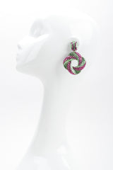 Recess Los Angeles Vintage Richard Kerr Purple Green 90s Swirled Hoop Earrings