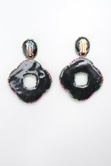 Recess Los Angeles Vintage Richard Kerr Purple Green 90s Swirled Hoop Earrings