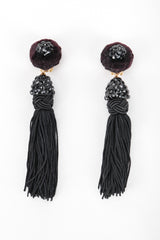 Recess Designer Consignment Vintage Richard Kerr Black Rhinestone Tassel Earrings Los Angeles Resale Recycled