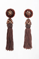 Recess Designer Consignment Vintage Richard Kerr Chocolate Rhinestone Tassel Earrings Los Angeles Resale Recycled