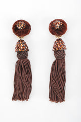 Recess Designer Consignment Vintage Richard Kerr Chocolate Rhinestone Tassel Earrings Los Angeles Resale Recycled