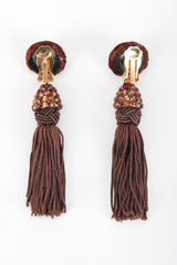 Recess Designer Consignment Vintage Richard Kerr Chocolate Rhinestone Tassel Earrings Los Angeles Resale Recycled
