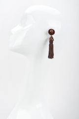 Recess Designer Consignment Vintage Richard Kerr Chocolate Rhinestone Tassel Earrings Los Angeles Resale Recycled