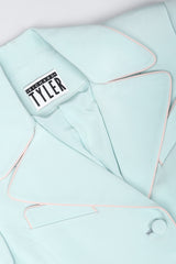 Recess Designer Consignment Vintage Richard Tyler Contrast Piped Silk Pajama Mint Jacket & Skirt Set Los Angeles Resale Recycled