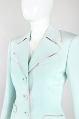 Recess Designer Consignment Vintage Richard Tyler Contrast Piped Silk Pajama Mint Jacket & Skirt Set Los Angeles Resale Recycled