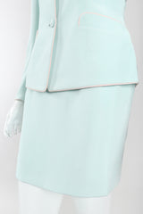 Recess Designer Consignment Vintage Richard Tyler Contrast Piped Mint Jacket & Skirt Set Los Angeles Resale Recycled