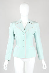 Recess Designer Consignment Vintage Richard Tyler Contrast Piped Silk Pajama Mint Jacket & Skirt Set Los Angeles Resale Recycled