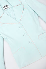 Recess Designer Consignment Vintage Richard Tyler Contrast Piped Silk Pajama Mint Jacket & Skirt Set Los Angeles Resale Recycled