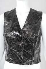 Recess Designer Consignment Vintage Richard Tyler Sleeveless Snake Shell Top Vest Los Angeles Resale