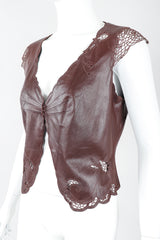 Recess Designer Consignment Vintage Richard Tyler Leather Crochet Butterfly Top Los Angeles Resale