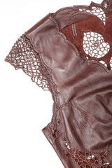 Recess Designer Consignment Vintage Richard Tyler Leather Crochet Butterfly Top Los Angeles Resale
