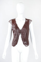 Recess Designer Consignment Vintage Richard Tyler Leather Crochet Butterfly Top Los Angeles Resale