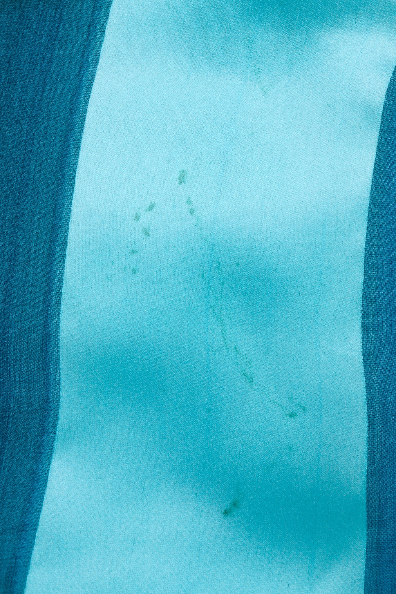 Vintage Richilene Ombre Silk Stripe Paint Chip Dress stains in aqua section near hem