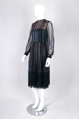 Recess Los Angeles Vintage Richilene Silk Chiffon Purple Teal Dress