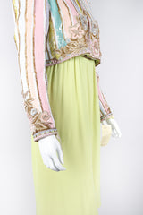 Recess Los Angeles Vintage Richilene Embellished Bead Sequin Stripe Cotton Candy Dress & Jacket Set