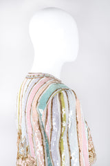 Recess Los Angeles Vintage Richilene Embellished Bead Sequin Stripe Cotton Candy Dress & Jacket Set