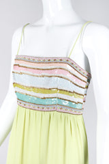 Recess Los Angeles Vintage Richilene Embellished Bead Sequin Stripe Cotton Candy Dress & Jacket Set
