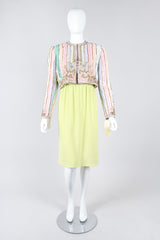 Recess Los Angeles Vintage Richilene Embellished Bead Sequin Stripe Cotton Candy Dress & Jacket Set