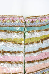 Recess Los Angeles Vintage Richilene Embellished Bead Sequin Stripe Cotton Candy Dress & Jacket Set