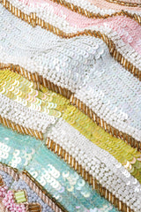 Recess Los Angeles Vintage Richilene Embellished Bead Sequin Stripe Cotton Candy Dress & Jacket Set