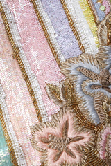 Recess Los Angeles Vintage Richilene Embellished Bead Sequin Stripe Cotton Candy Dress & Jacket Set