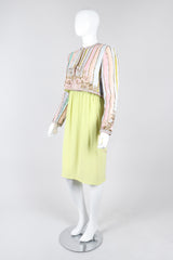 Recess Los Angeles Vintage Richilene Embellished Bead Sequin Stripe Cotton Candy Dress & Jacket Set