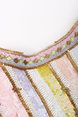 Recess Los Angeles Vintage Richilene Embellished Bead Sequin Stripe Cotton Candy Dress & Jacket Set